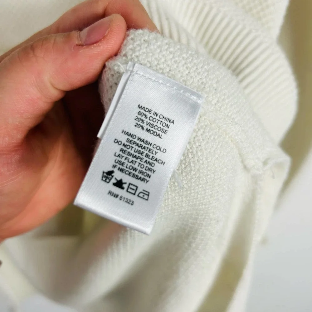 1. State Ivory Waffle Knit Long Sleeved Sweater Wrist Ties Size Medium